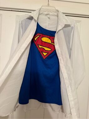 ⭐️ DC Comics Clark Kent Button-Down with Blue Superman Graphic Tank